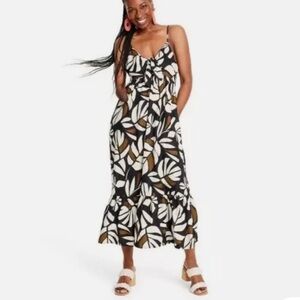 NWT TABITHA BROWN TARGET BROWN LINEN FLOWY DRESS XXS XS S